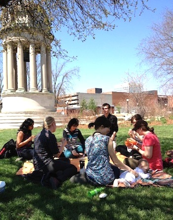 A\J staff enjoying a picnic lunch in nearby Victoria Park.