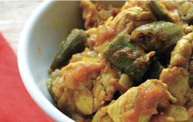 Curried chicken and okra recipe from The Stop. A\J.