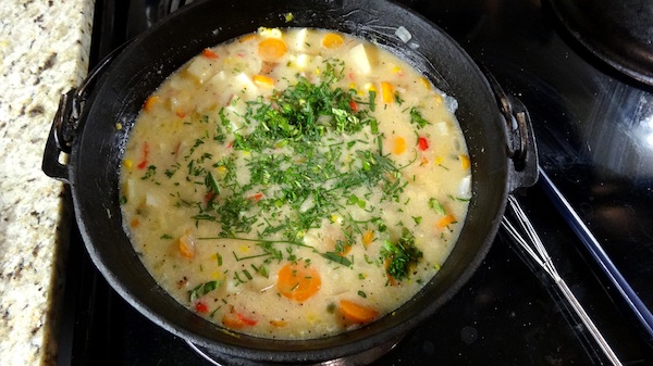 Herbs on Corn Chowder