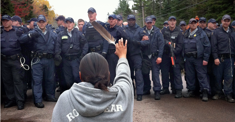 APTN photo of Elsipogtog fracking standoff in New Brunswick.