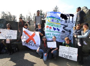 People from the University of Victoria promoting a divestment campaign