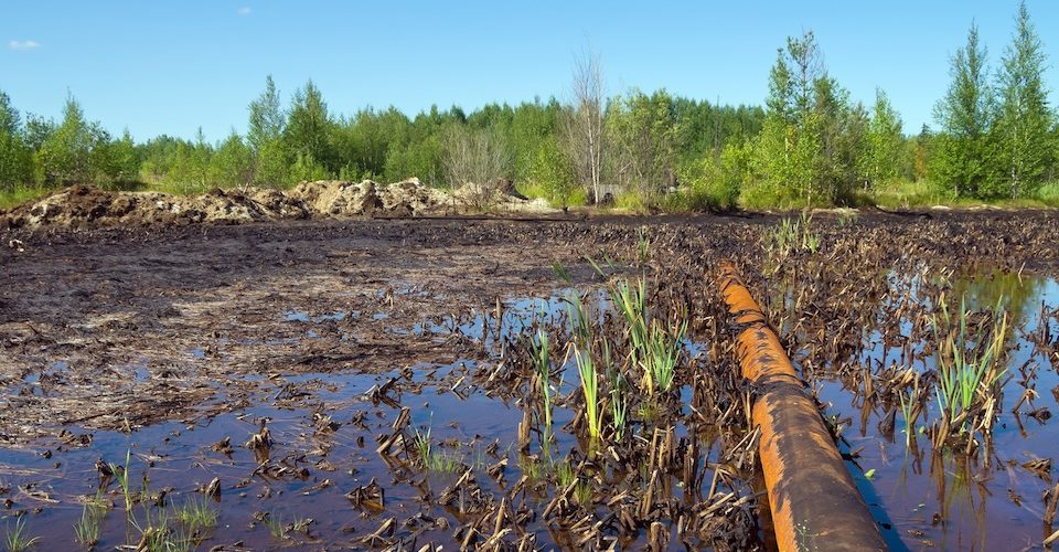 Pipeline oil spill.