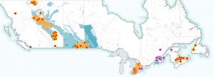 Fracking hotspots, shale basins and aquifers in Canada