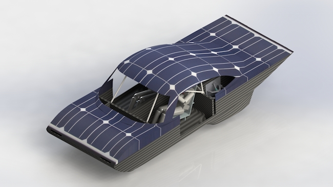 A rendering of the Midnight Sun XI solar race car