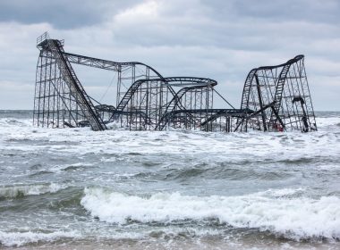 Roller coaster in the ocean after Hurricane Sandy