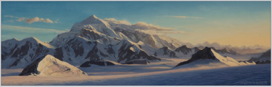 Cory Trépanier’s original on-location painting of Mount Logan, BC