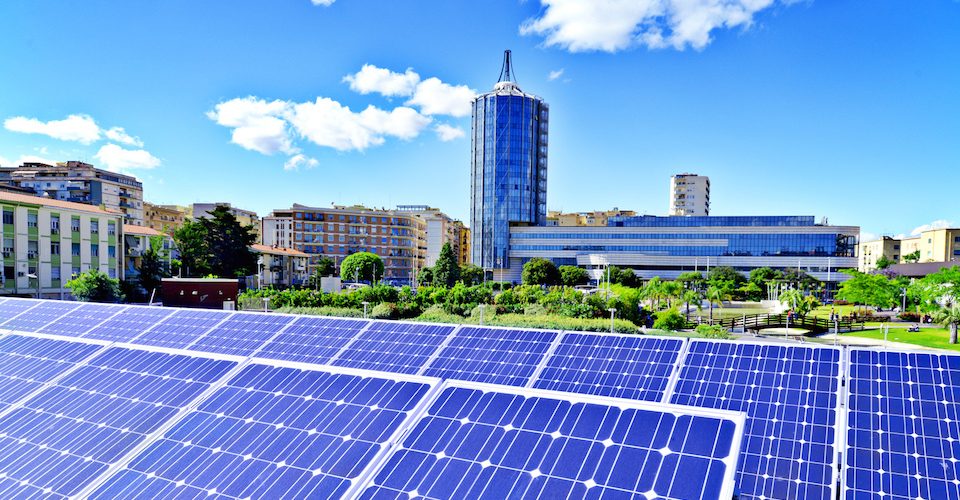 Solar panels in the city