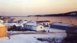 View of Makkovik and harbour at sunset