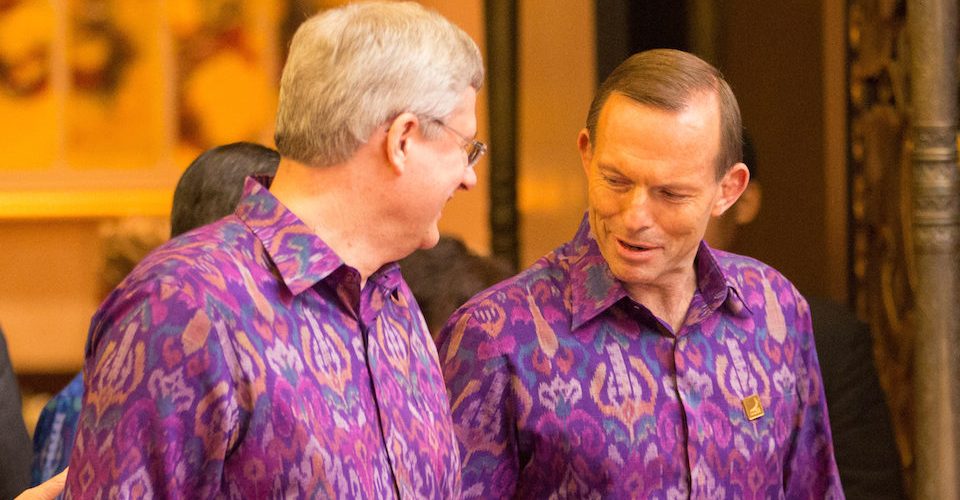 Canadian Prime Minister Stephen Harper and Australian Prime Minister Tony Abbott