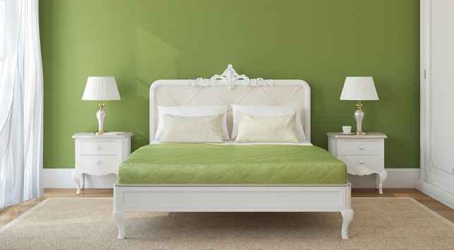 A green bed.