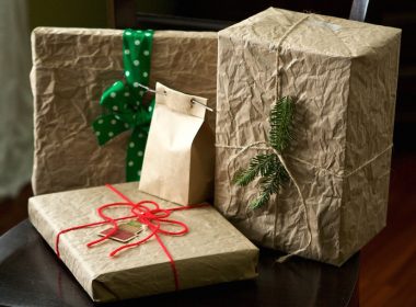 Brown paper packages tied up with string by Susy Morris