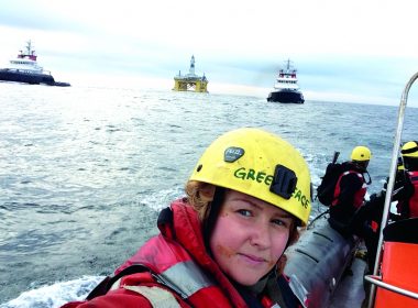 Emily Hunter, woman on a science boat on ocean